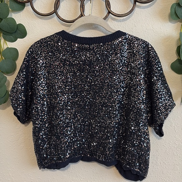 Y2K Abercrombie & Fitch Blue Sequined Cropped Cardigan✨ - Picture 7 of 8